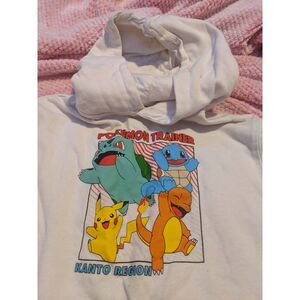 Pokemon Trainer Kanto Region Graphic Hoodie White Kids Youth Size XXL (18)